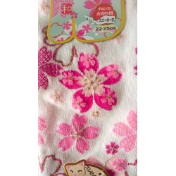 Chaussette aux motifs japonais rose sur fond blanc