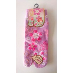 Chaussette japonaise tabi rose foncé aux couleurs des cerisiers en fleurs