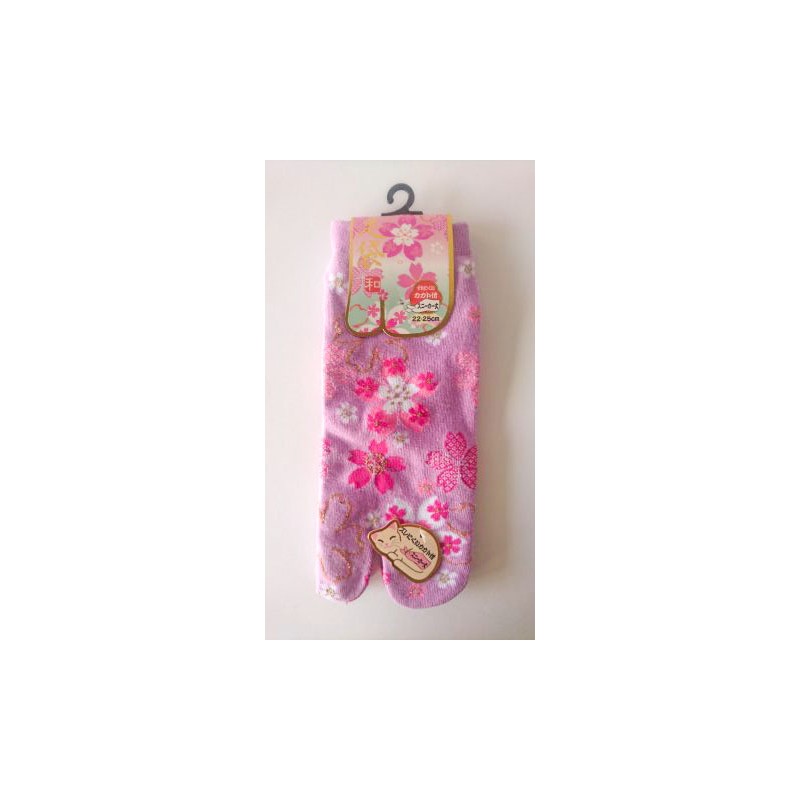 Chaussette japonaise tabi rose foncé aux couleurs des cerisiers en fleurs