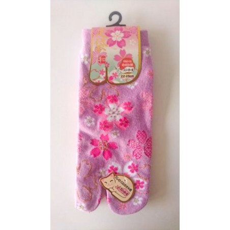 Chaussette japonaise tabi rose foncé aux couleurs des cerisiers en fleurs