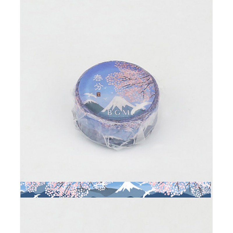 Washi tape Mount fuji under the cherry blossoms BGM Japanese stationery