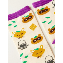 Japanese tanuki and white fox socks