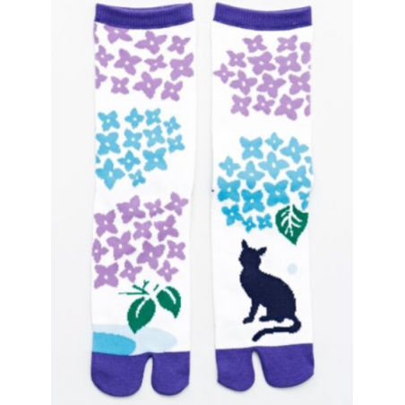 Chaussettes japonaises tabi hortensia Kaya fait main à Nara Japon