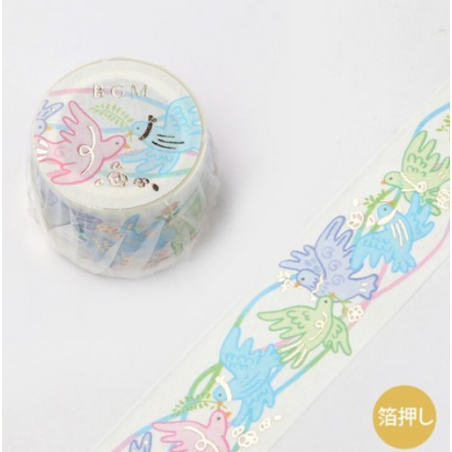 Washi tape oiseaux et dentelles BGM papeterie japonaise