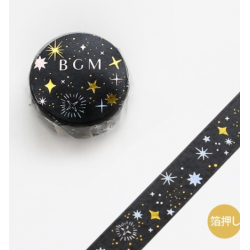 Starry night black washi tape BGM