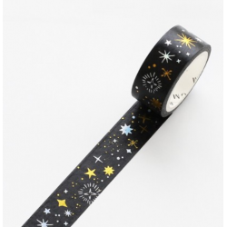 Washi tape noir nuit étoilées BGM