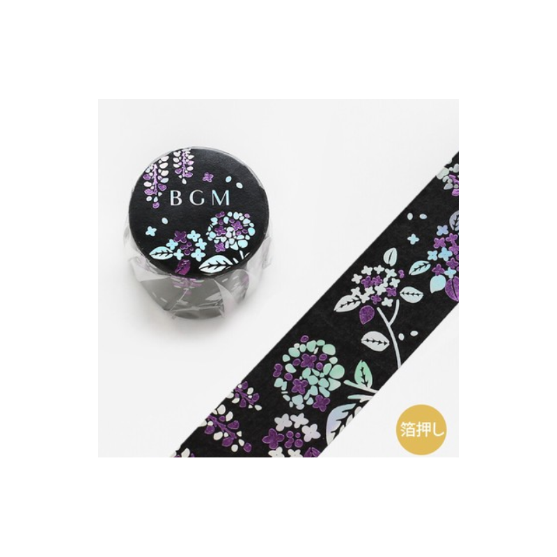 Washi tape noir Hortensias BGM