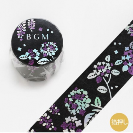 Washi tape noir Hortensias BGM