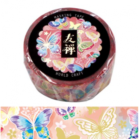 Washi tape Yuzen papillons World Craft