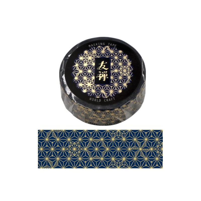 Washi tape Yuzen bleu et or World Craft