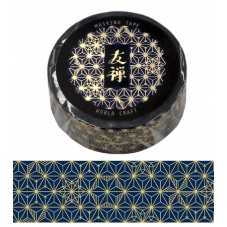 Washi tape Yuzen bleu et or World Craft