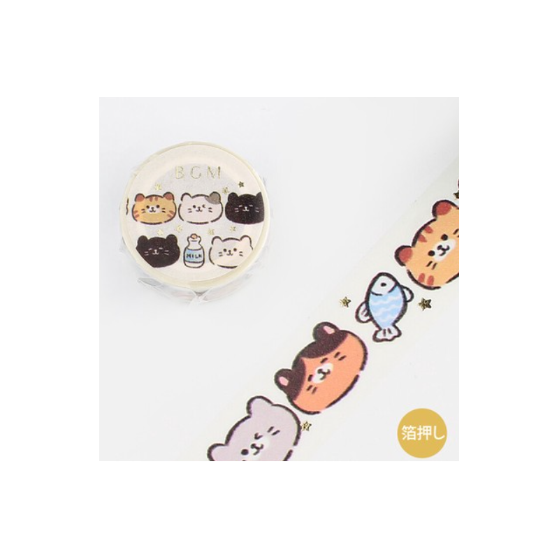 Washi tape representing small heads of naughty cats 2021 BGM