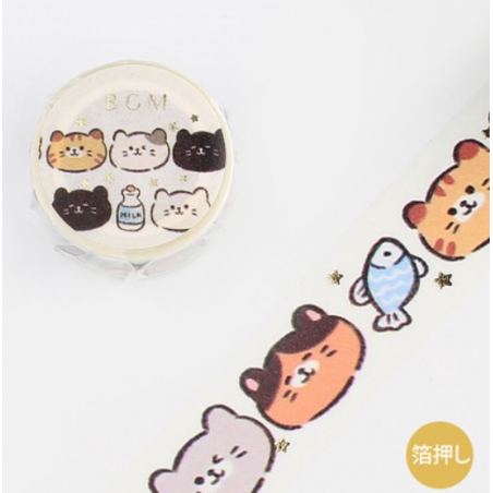 Washi tape representing small heads of naughty cats 2021 BGM