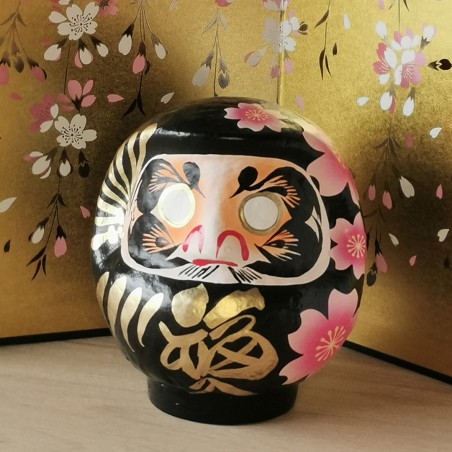 Miyabi Daruma Sakura noir Imai Daruma Naya artisanat japonais de Gunma