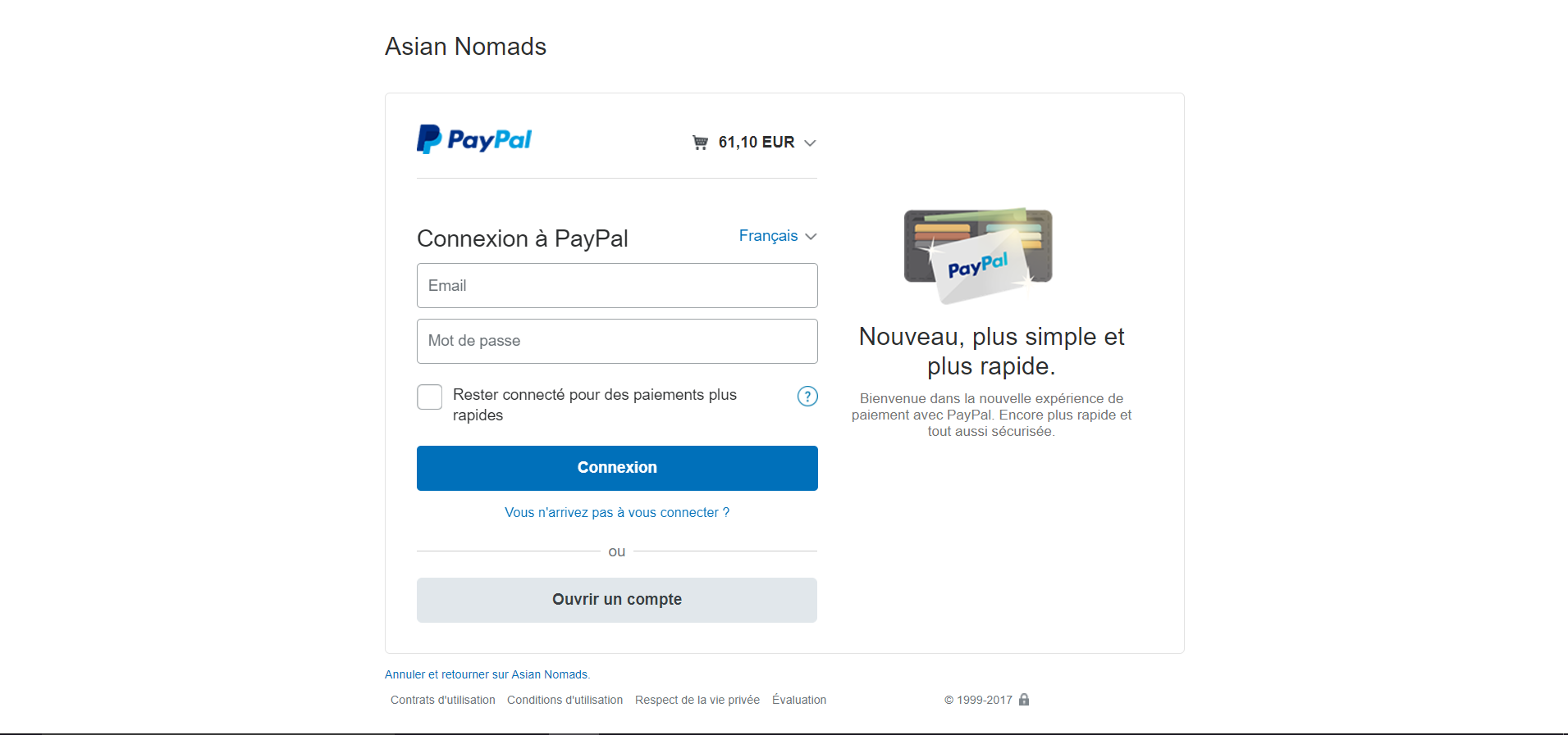 Paypal avec compte